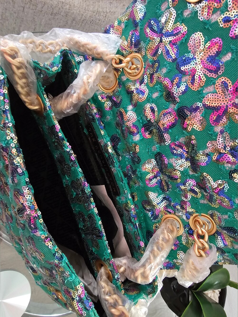 Kurt Geiger London Large Sequin Floral  Bag . - Picture 8 of 13